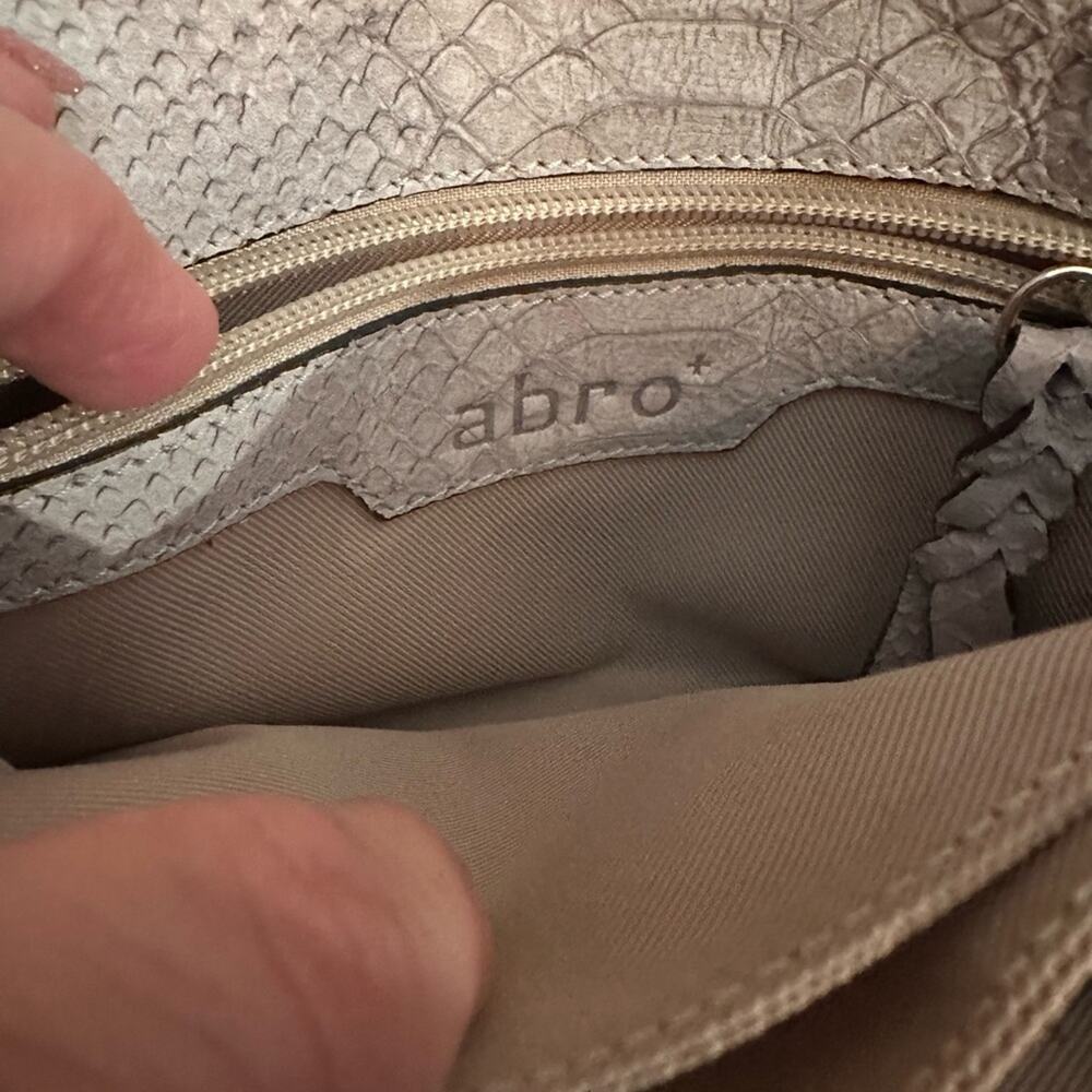 Abro Python Skin Leather Shoulder Bag Light Gray … - image 7